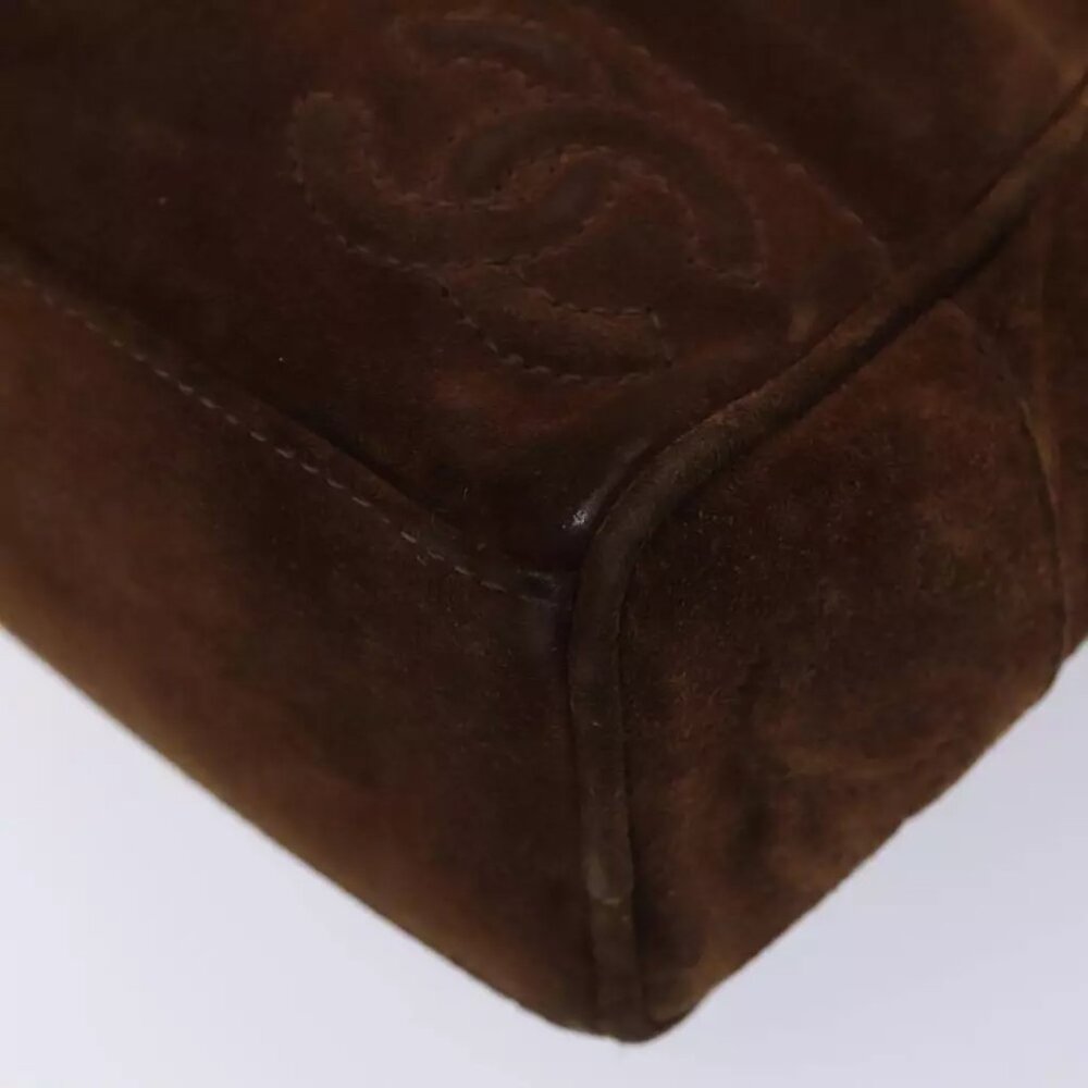 CHANEL Tote Bag Suede Brown Gold CC Auth ep5443 - Picture 12 of 16